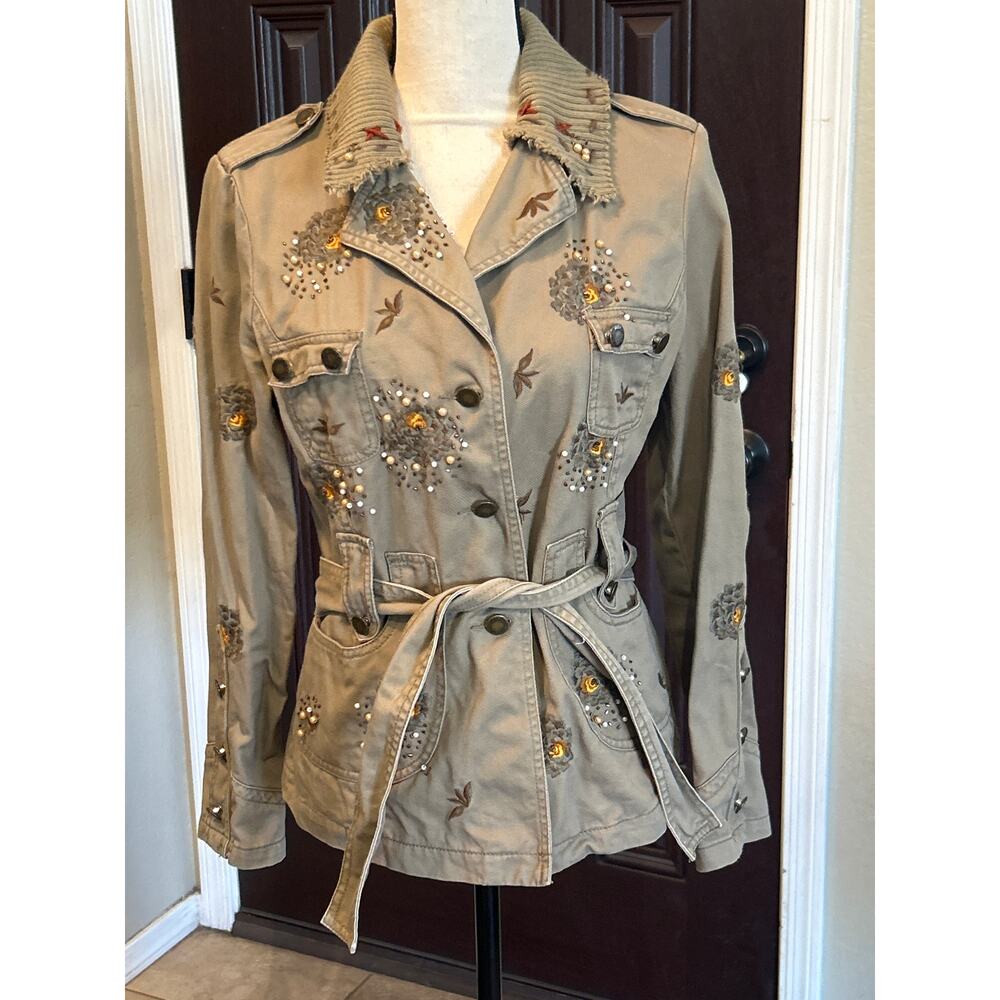 Sugarlips Brown Autumn Embellished Military Jacket